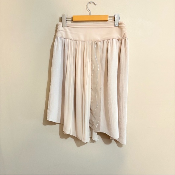 Monocromatic Cream Asymmetrical Flowy Skirt with Ruffles - Picture 7 of 15